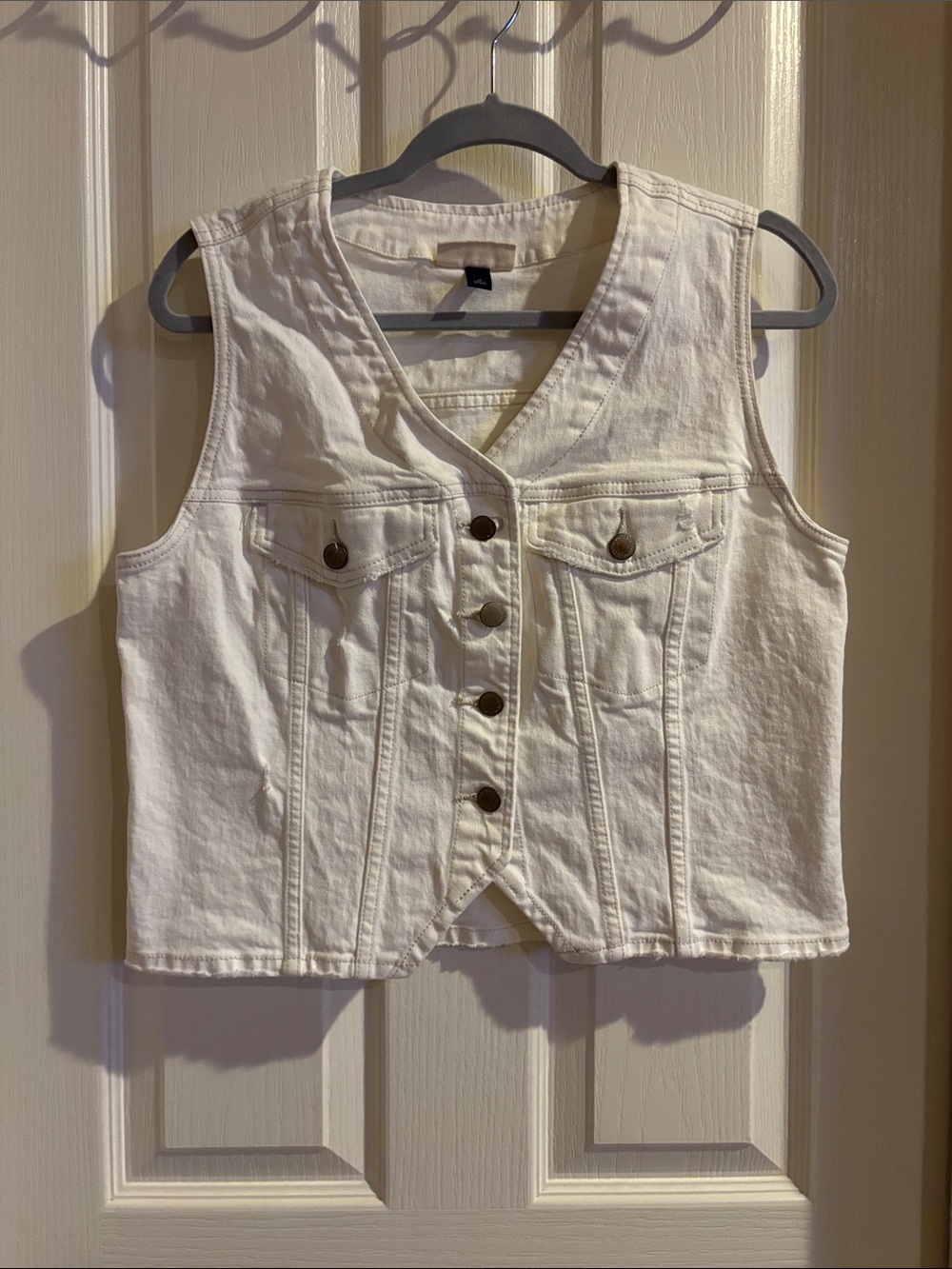 Universal Thread White Button-Front Denim Vest